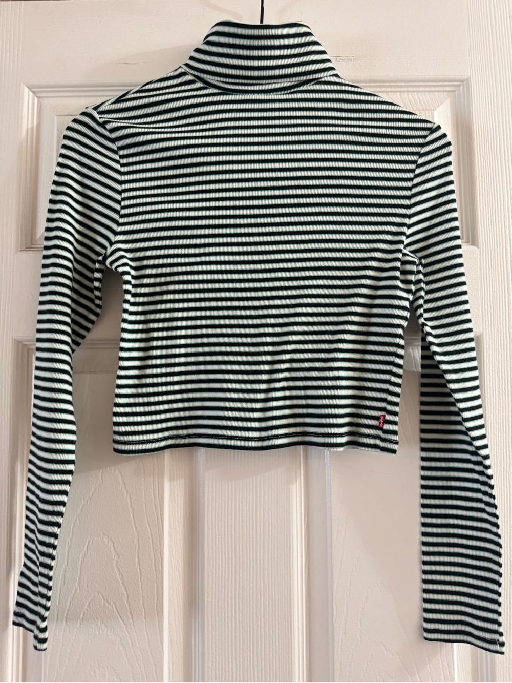 Levi's Black & White Striped Turtleneck Long Sleeve Crop Top